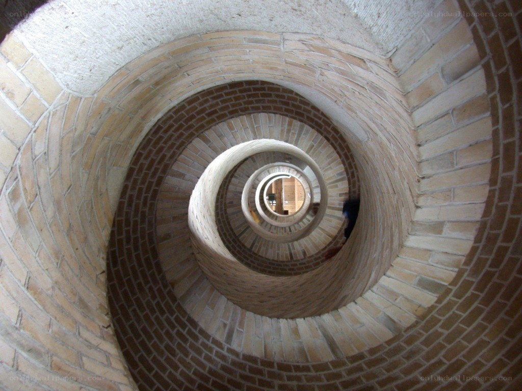 Spiral brick staircase