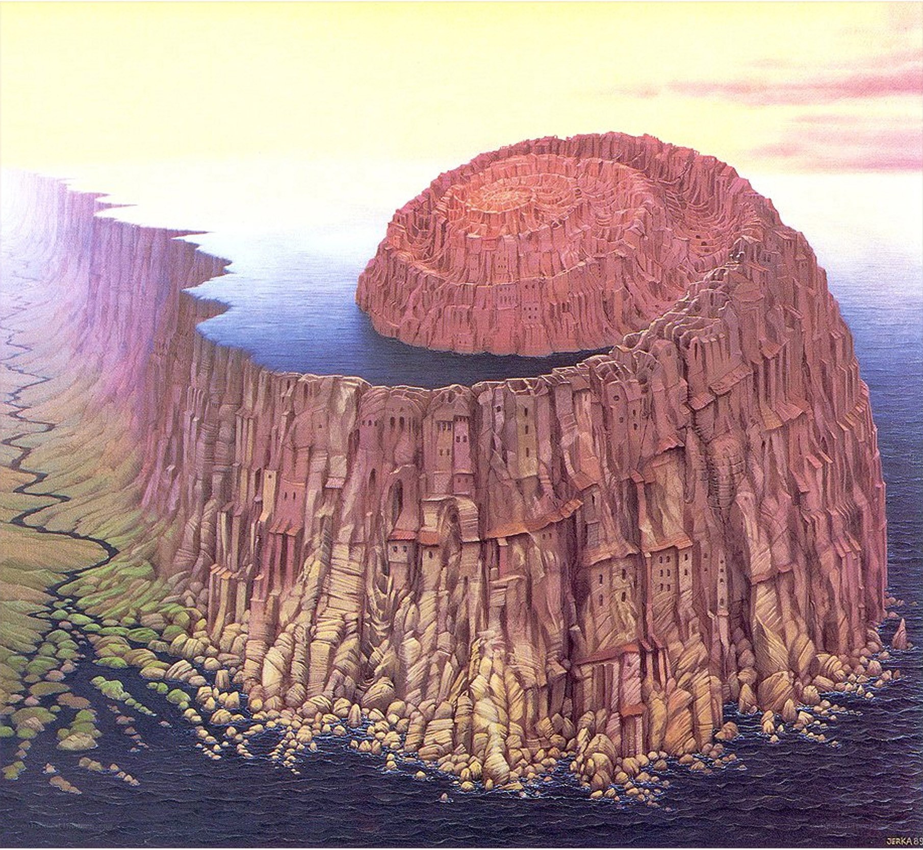 Spiral cliff island