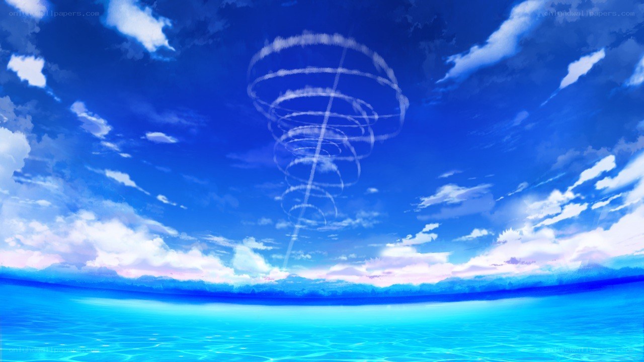 Spiral cloud over ocean