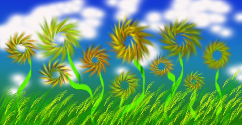 Spiral Flowers in Field