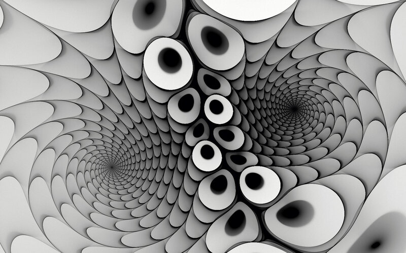Spiral fractal with eye-like shapes