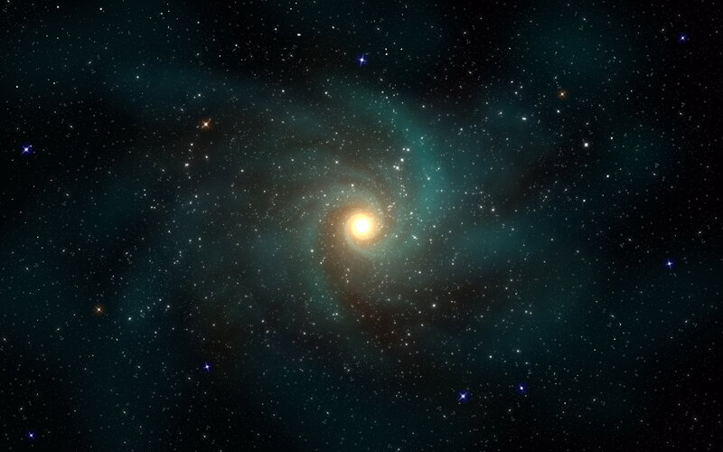 Spiral Galaxy — Black, Cosmic, Night, Digital Art, Stars, Nebula, Green