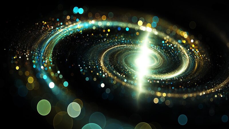 Spiral Galaxy — Black, Dramatic, Digital Art, Stars, Nebula, Light