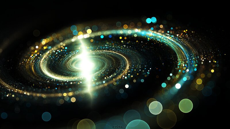 Spiral Galaxy — Black, Dramatic, Digital Art, Stars