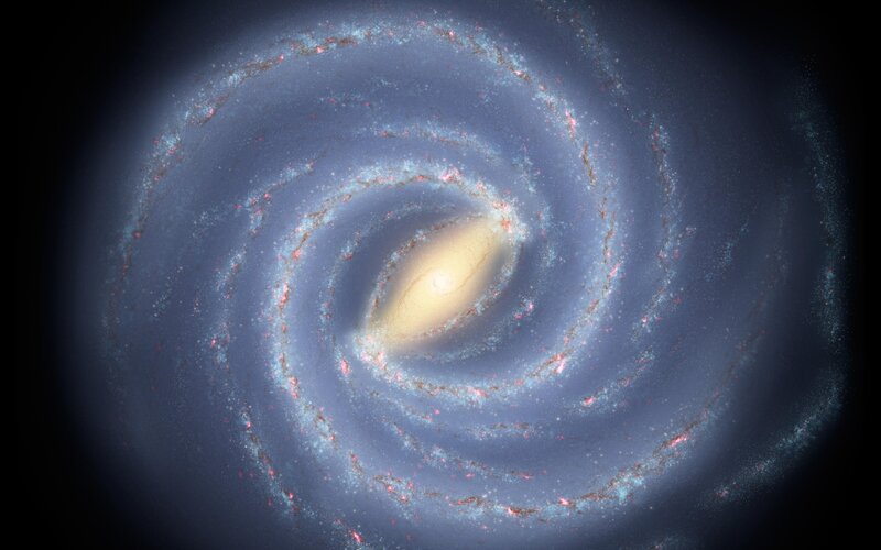 Spiral Galaxy — Blue, Cosmic, Digital Art, Stars, Gas Clouds, Dust, Yellow