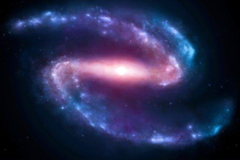 Spiral Galaxy — Blue, Cosmic, Digital Art