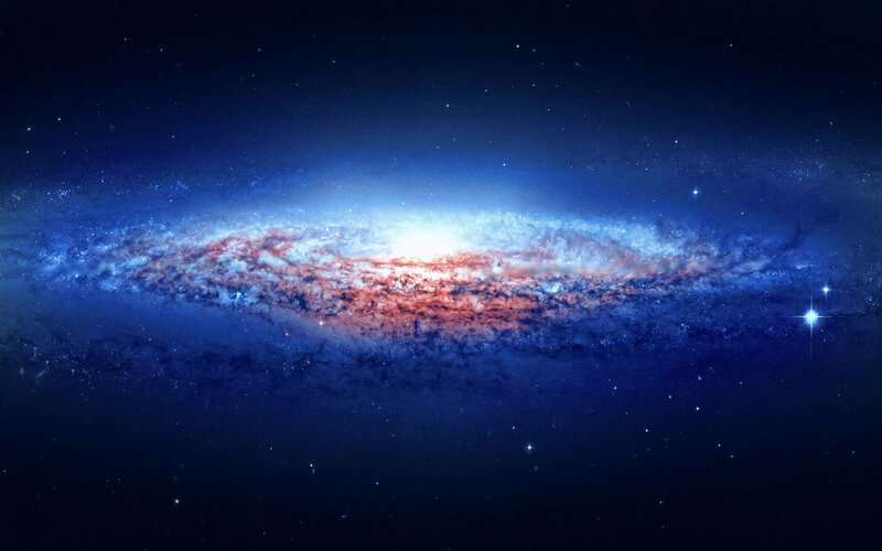 Spiral Galaxy — Blue, Cosmic, Night, Digital Art, Stars, Nebula, Space