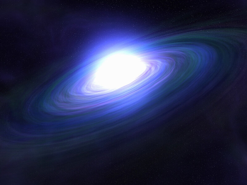 Spiral Galaxy — Blue, Cosmic, Night, Digital Art, Stars, Nebula, White