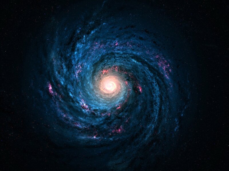 Spiral Galaxy — Blue, Cosmic, Night, Digital Art