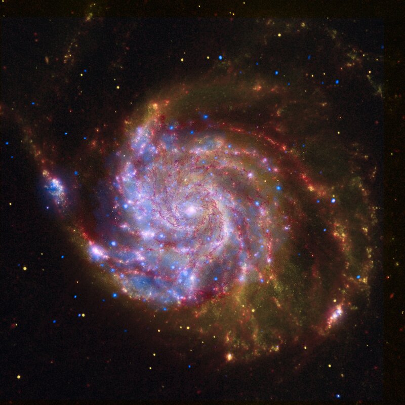Spiral Galaxy — Blue, Cosmic, Photograph, Stars, Nebula, Space, Red, Yellow