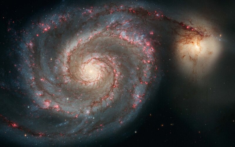 Spiral Galaxy — Blue, Cosmic, Photograph, Stars, Nebula, Space, White, Red