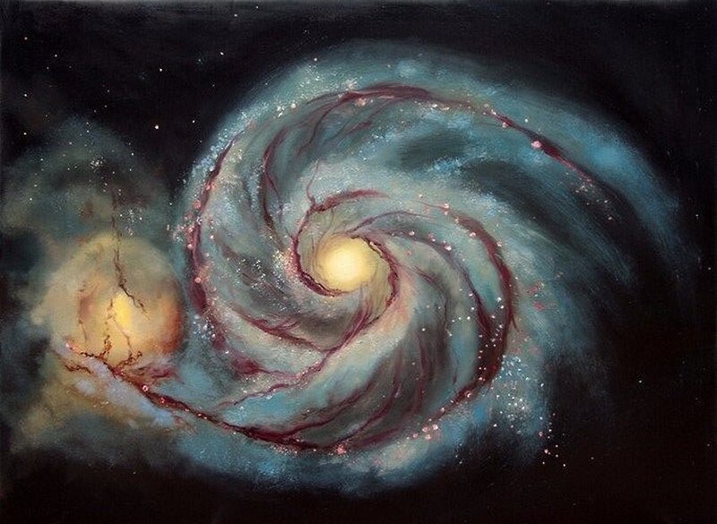 Spiral Galaxy — Blue, Dramatic, Painting