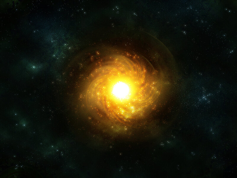 Spiral Galaxy Center — Yellow