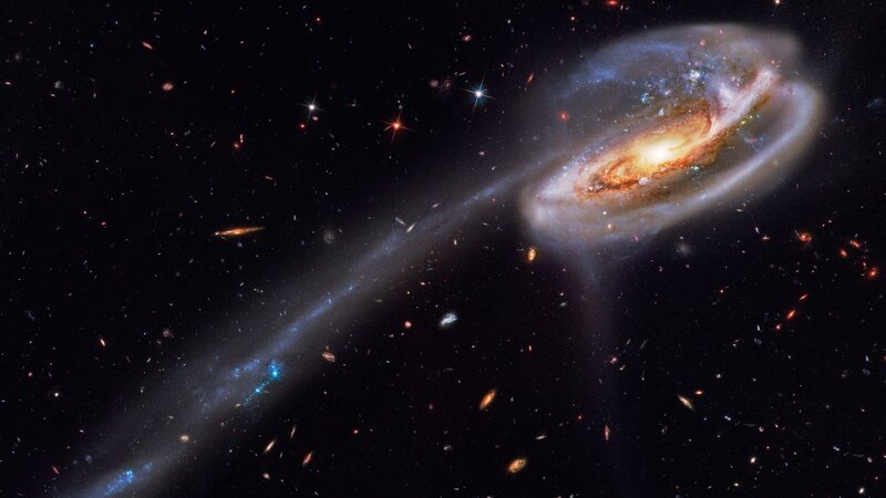 Spiral Galaxy Collision — Black