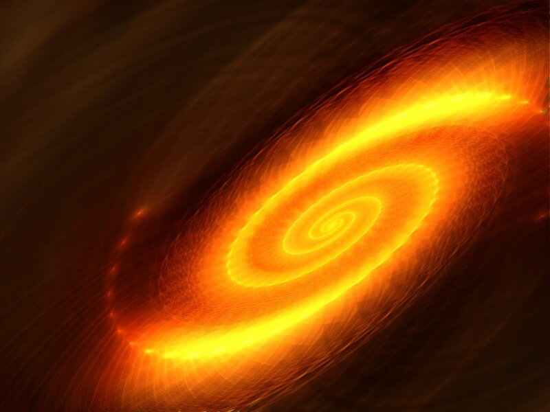 Spiral Galaxy Formation — Orange, Dramatic