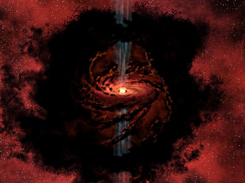 Spiral Galaxy Formation — Red
