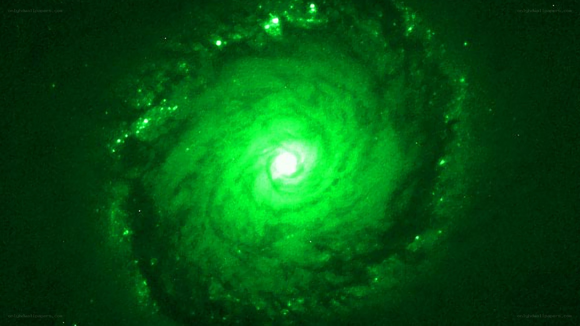 Spiral galaxy in green light