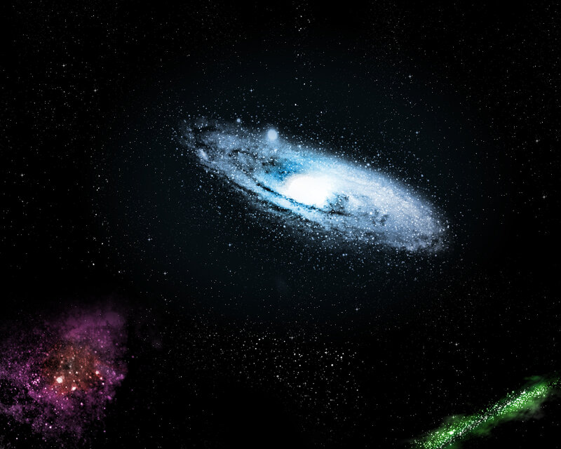 Spiral Galaxy in Space — Black, Cosmic, Digital Art, Stars, Nebula, Cosmic Dust