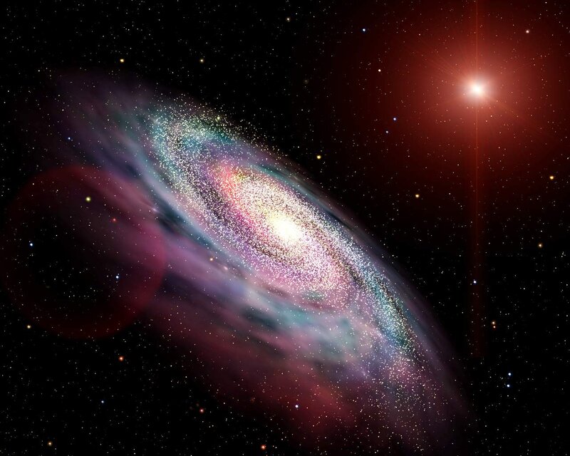 Spiral Galaxy in Space — Black, Cosmic, Night, Digital Art, Stars, Nebula, Star