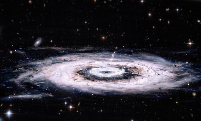 Spiral Galaxy in Space — Black, Cosmic, Night, Digital Art, Stars, Nebula