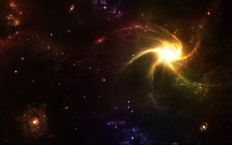 Spiral Galaxy in Space — Black, Dramatic, Digital Art