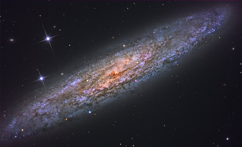 Spiral Galaxy in Space — Black, Dramatic, Night, Photograph, Stars, Nebula, Cosmic Dust, Blue, Purple