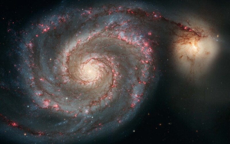 Spiral Galaxy in Space — Black, Dramatic, Photograph, Stars, Nebulae