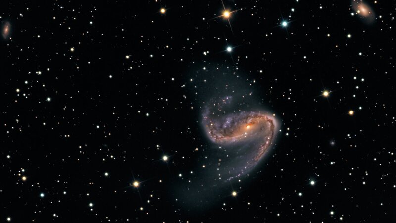 Spiral Galaxy in Space — Black, Orange