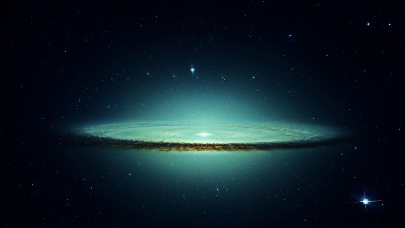 Spiral Galaxy in Space — Black, Serene, Night, Digital Art, Stars, Nebula, Blue, Green