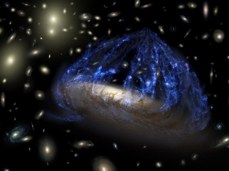 Spiral Galaxy in Space — Blue, Cosmic, Digital Art, Galaxies