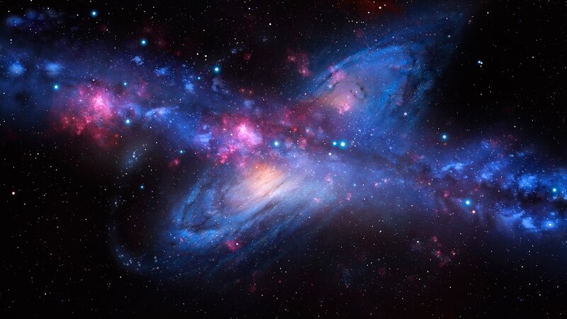 Spiral Galaxy in Space — Blue, Cosmic, Digital Art, Stars, Nebula, Cosmic Dust