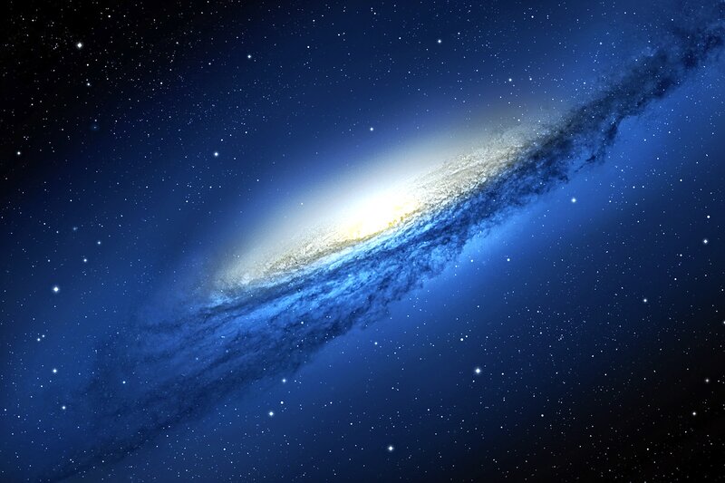 Spiral Galaxy in Space — Blue, Cosmic, Night, Digital Art, Stars, Nebula