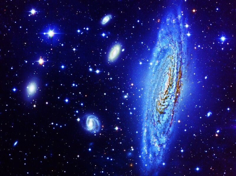 Spiral Galaxy in Space — Blue, Cosmic, Night, Photograph, Stars, Galaxies