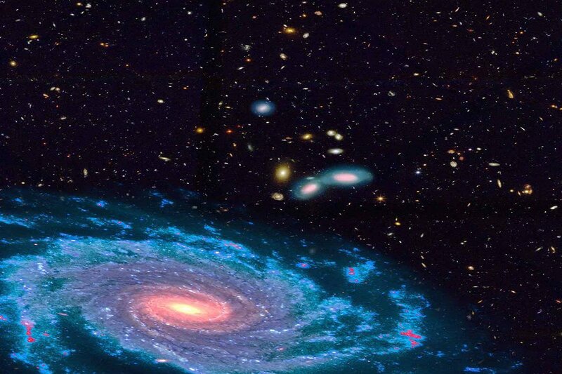 Spiral Galaxy in Space — Blue, Cosmic, Photograph, Stars, Galaxies