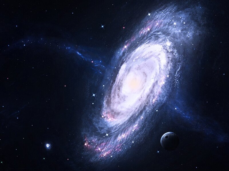 Spiral Galaxy in Space — Blue, Cosmic