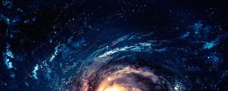 Spiral Galaxy in Space — Blue, Dramatic, Digital Art, Stars