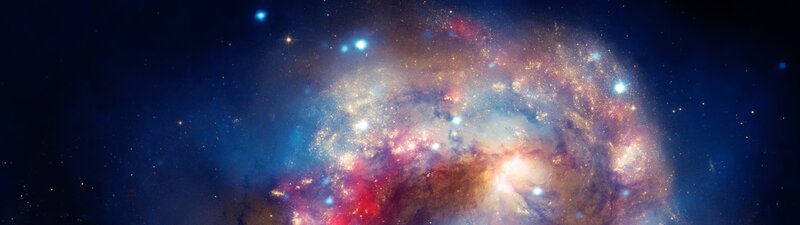 Spiral Galaxy in Space — Blue, Dramatic, Night, Photograph, Stars, Nebula, Cosmic Dust