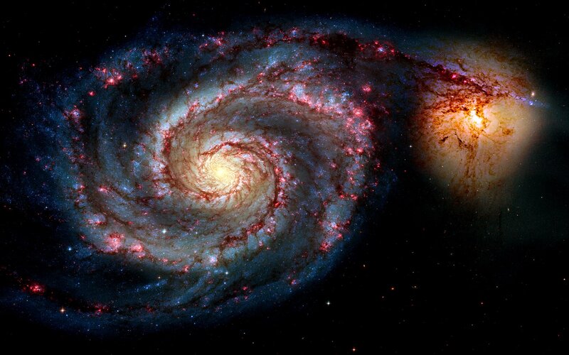 Spiral Galaxy in Space — Blue, Dramatic, Night, Photograph, Stars