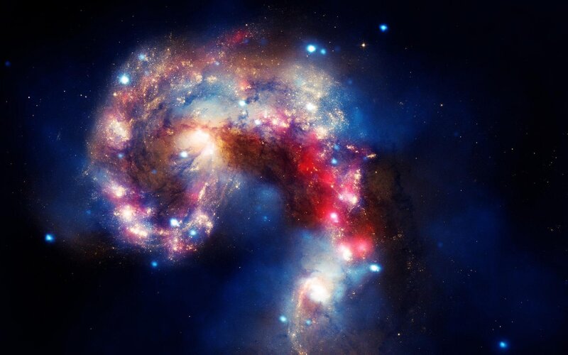 Spiral Galaxy in Space — Blue, Dramatic, Photograph