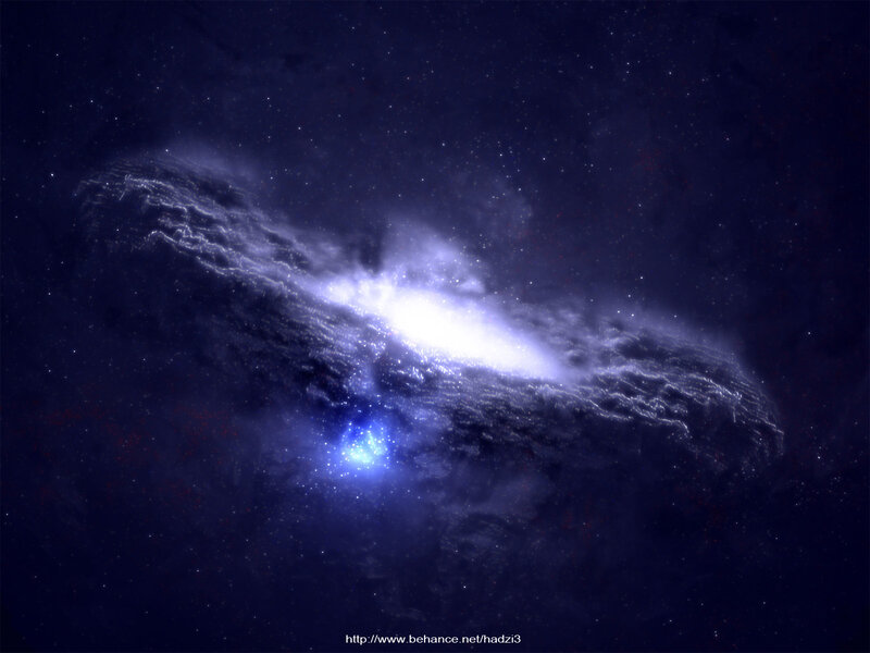 Spiral Galaxy in Space — Blue, Dramatic