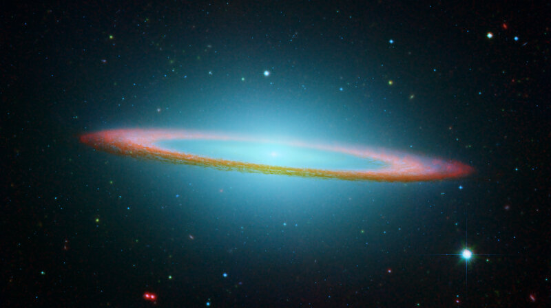 Spiral Galaxy in Space — Blue, Serene, Night, Photograph, Stars, Nebula, Orange
