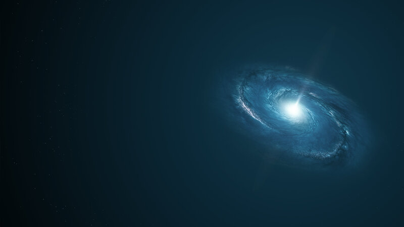 Spiral Galaxy in Space — Blue, Serene
