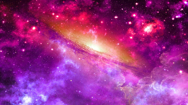 Spiral Galaxy in Space — Purple, Cosmic, Digital Art, Stars