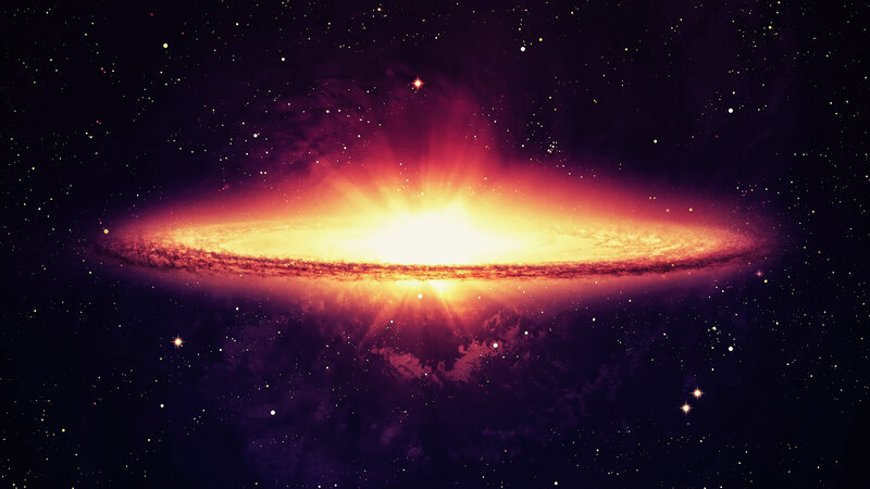 Spiral Galaxy in Space — Purple, Dramatic, Digital Art