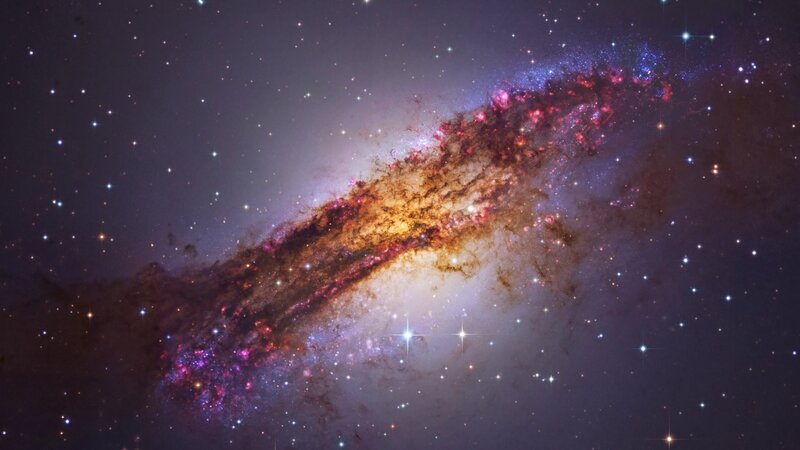 Spiral Galaxy in Space — Purple, Dramatic, Night, Photograph