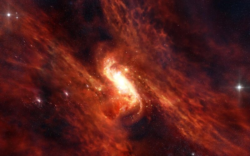 Spiral Galaxy in Space — Red