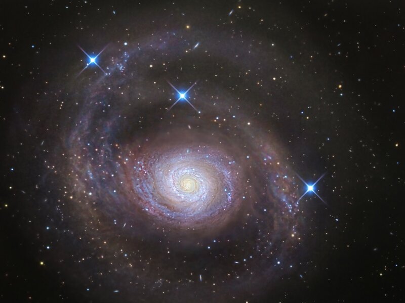 Spiral Galaxy in Space — Stars, White