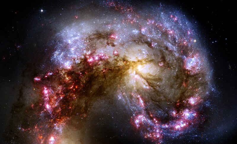 Spiral Galaxy Merger — Purple, Dramatic