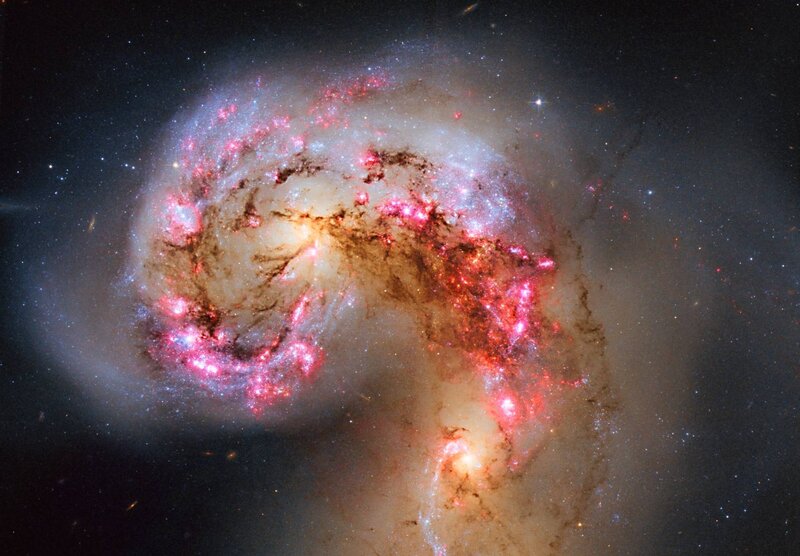 Spiral Galaxy Merger — Red