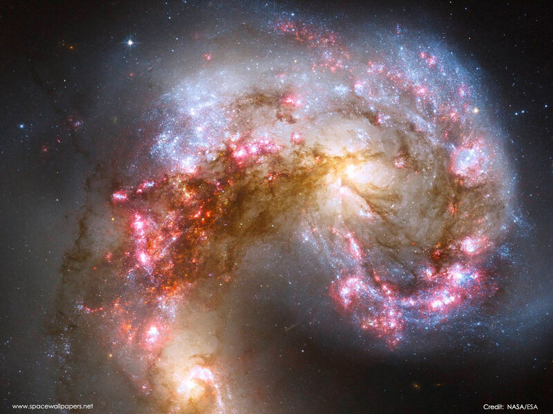 Spiral Galaxy Merger — White, Dramatic, Photograph